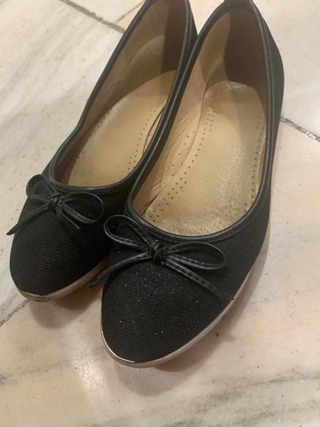 Čierne trblietavé balerinky, 38