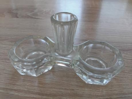 Retro sklenená dvojitá solnicka/korenicka,