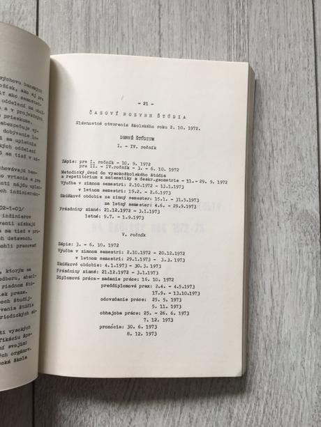 Brožura študijny program 1972-1973,