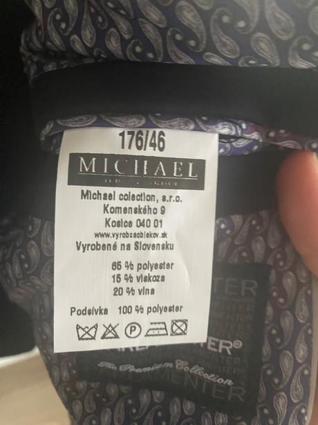 Predám pánsky oblek velkosť 176/46, 176