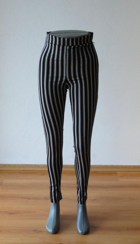 Štýlové pásikavé nohavice s vysokým pásom, h&m,xs