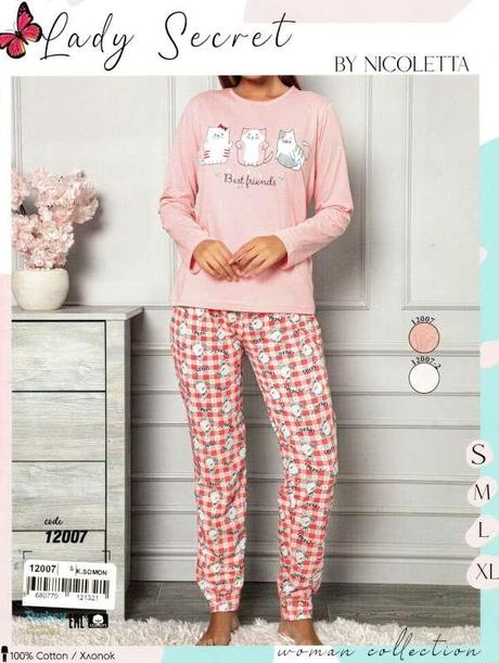 Dámske bavlnené pyžamo, l - xxl