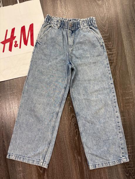 H&m široke dievcenske rifle na 7-8 rokov, h&m,128