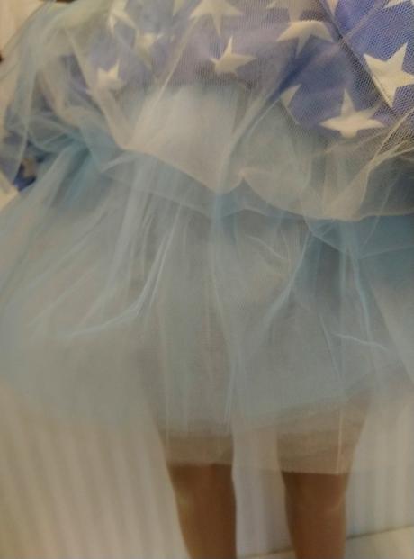 Modro biela sukňa so zvončekmi, 6-7 r, 116-122, 116