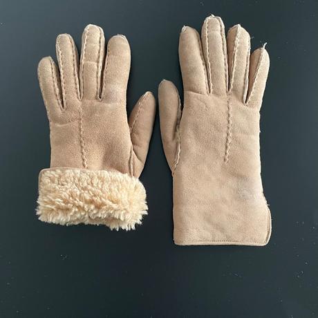 Hnedé kožené rukavice z barana s vlnou, s
