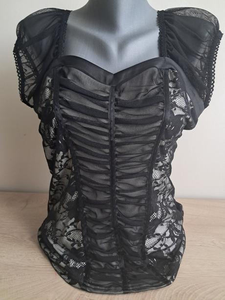 Čierny čipkovaný top bodyflirt, bonprix,40
