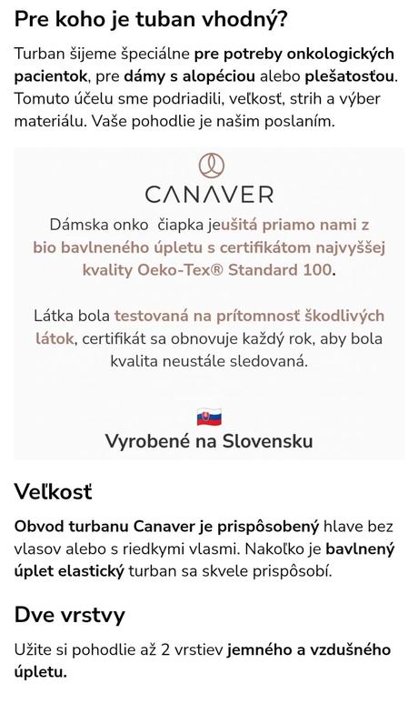 Čiapka/turban po chemoterapii,
