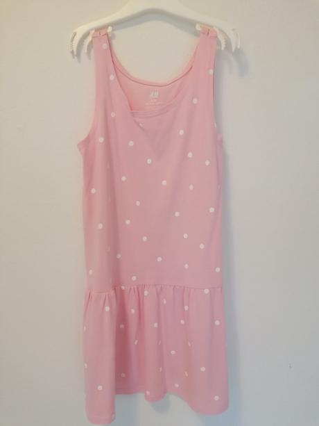 Nenosené ružove šaty s bodkami pre 7_8r, h&m,122