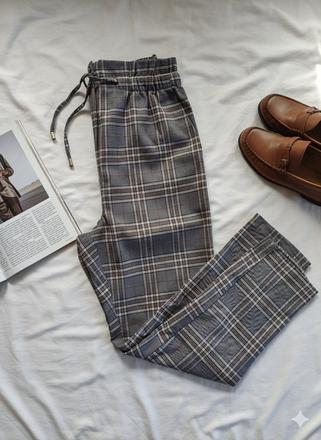 Dámske sivé kárované rovné nohavice f&f, f&f,38