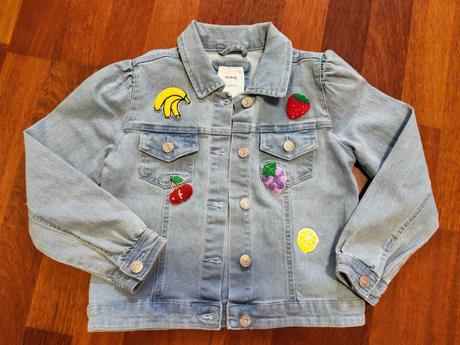 Riflová bunda s ovocím, sinsay,128