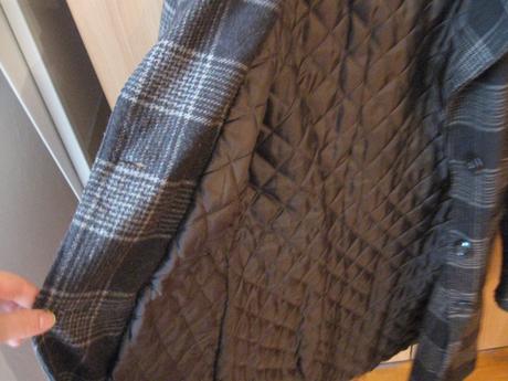 Hnedý károvaný kabát na zimu, s/m, 36/38, s