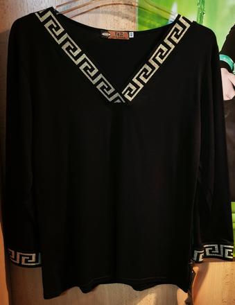 Elegantné tričko so zlatou aplikáciou, 36 - xxxl