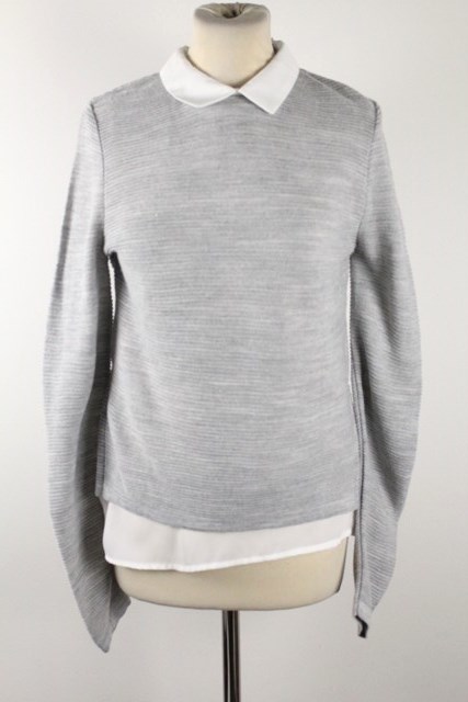 -šedý pulóver s golierom cache cache veľ. xs a, xs