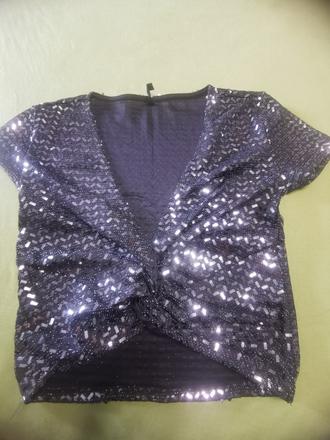 Crop top strieborný lesklý, sinsay,s