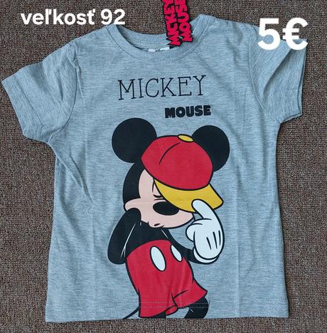 Tričko paw patrol, mickey, spiderman, cars, 92 - 134