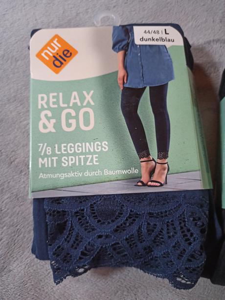 Bavlnené legíny s čipkou, 38 - xl