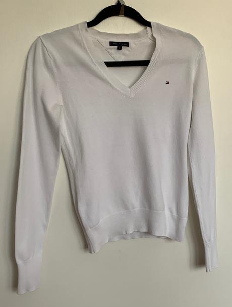 Tommy hilfiger biely sveter, tommy hilfiger,s