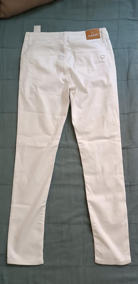 Biele elastické nohavice, pleas,s