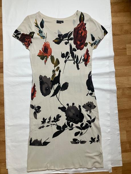 Floral bodycon šaty / elegantné béžové šaty s kvet, l