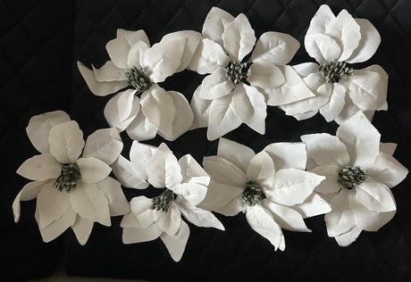 Vianočné ozdoby vianočná ruža biela 7 ks, 