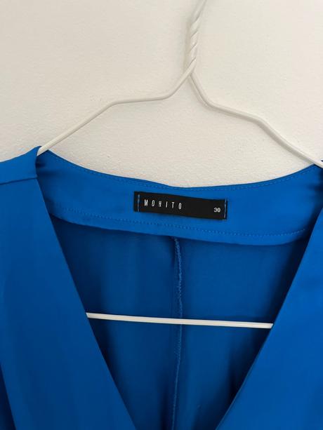 Mohito modré elegantné luxusne saténové áčkové šat, reserved,m