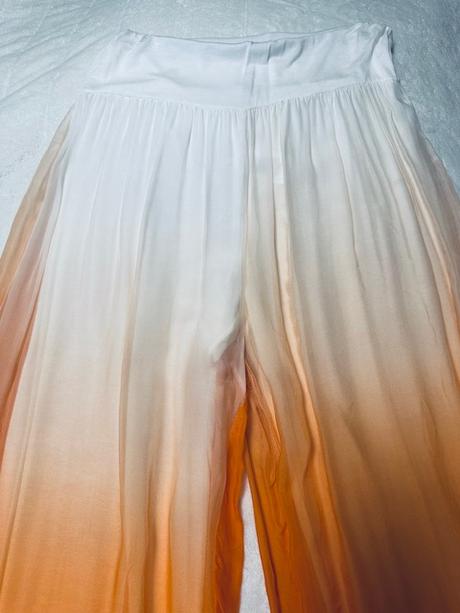 Letný nohavicový komplet bielo oranžový, 