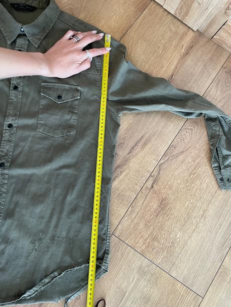 Khaki roztrhaná košeľa pánska, zara,m