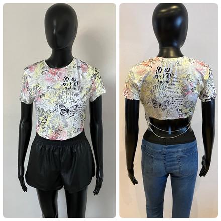 Farebné crop tričko bershka (l), bershka,l