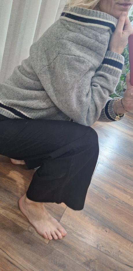 Ľanové čierne šioké nohavice h&m vel 36, h&m,36