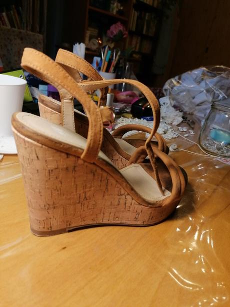 Sandale na opatku, h&m,37