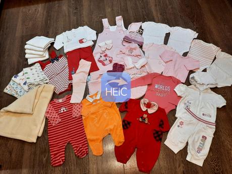 Mix oblečenia vek 0 - 18mes. + spací vak emitex, 68–80