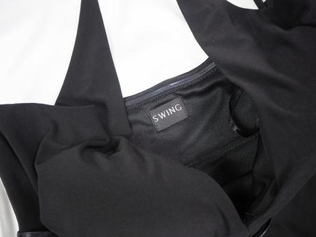 Kvalitné čierne elegantné šaty swing, 38