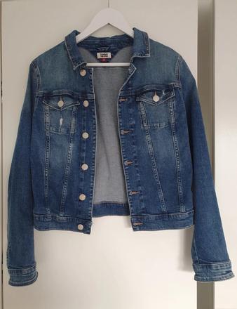 Tommy jeans riflová elastická bunda s-m, tommy hilfiger,s
