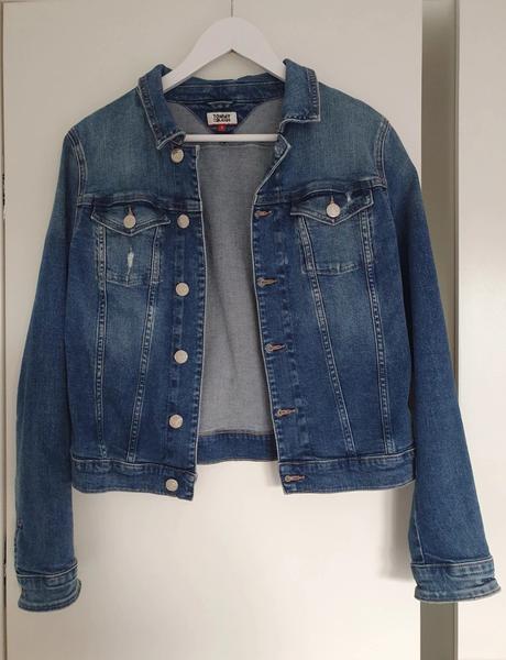 Tommy jeans riflová elastická bunda s-m, tommy hilfiger,s