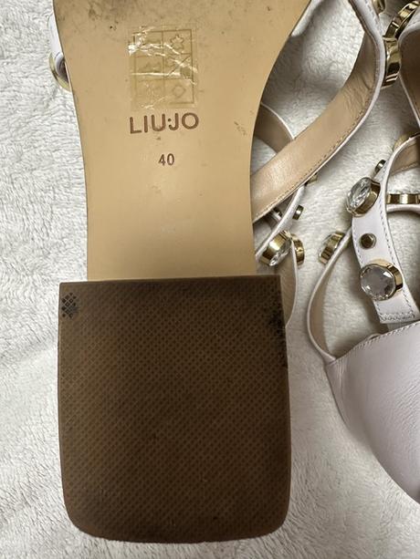 Krásne biele sandálky na hranatom podpätku liu jo, liu jo,40