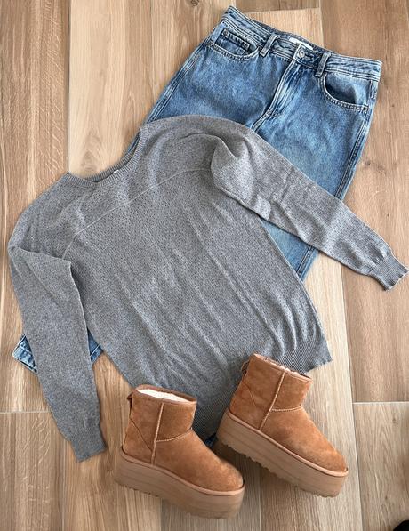 Základný šedý svetrík, h&m,s