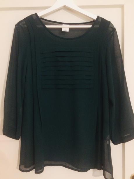 Tmavozelena bluzka s riasenim, vero moda,l