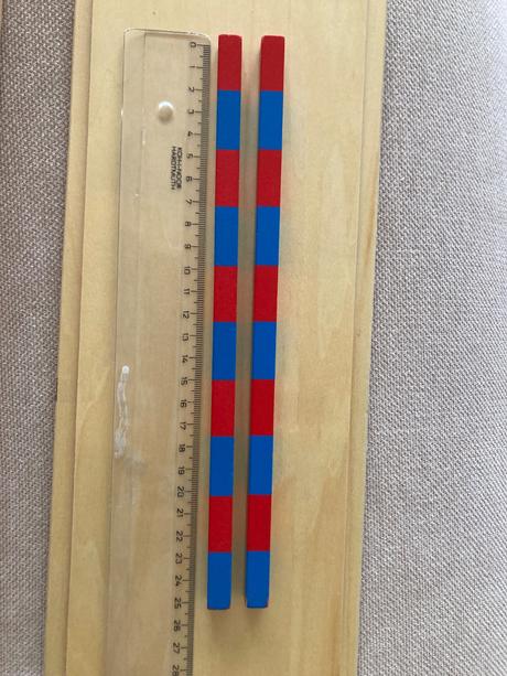 Montessori číselné, červenomodré tyče 25cm, 