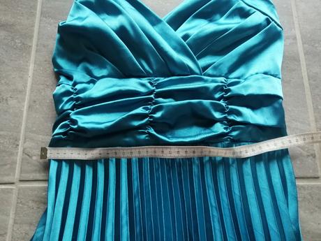 Tyrkysové saténové šaty v34-36, h&m,34