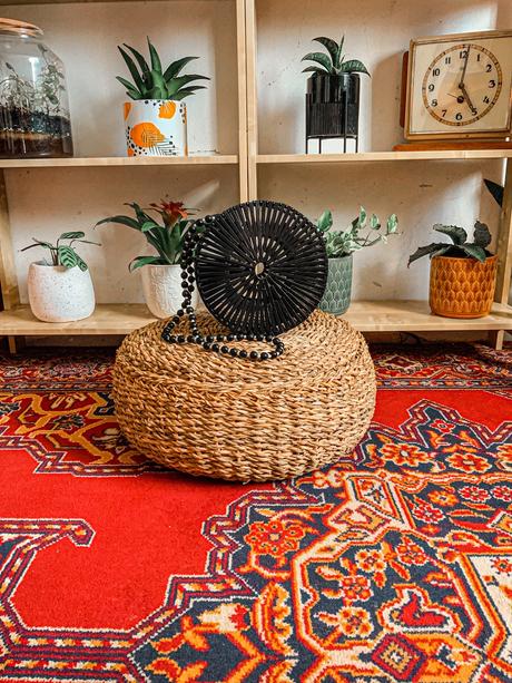 Krasna letna bambusova drevenna kabelka, 