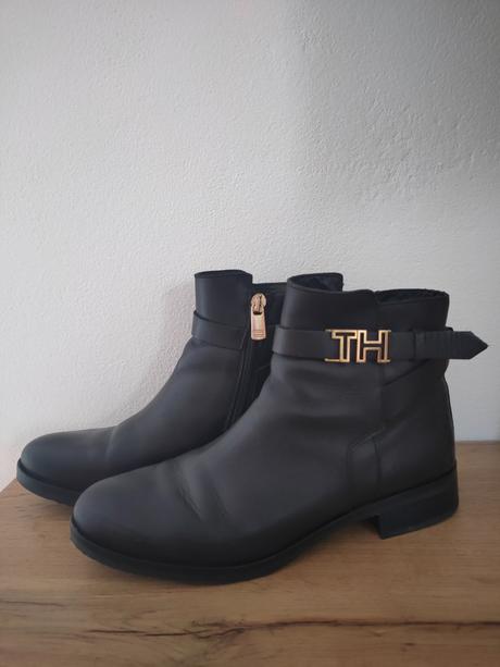 Kožené čižmičky kotnicky tommy hilfiger, veľ. 38, tommy hilfiger,38