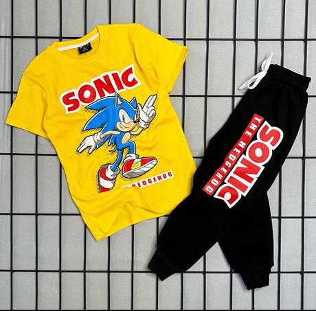 Sonic súprava teplaky a tricko zlta, 98 / 104 / 110