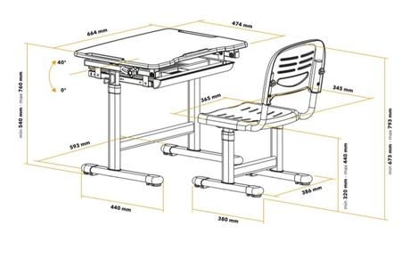 Alzaergo table etj100 písací stôl so stoličkou, 