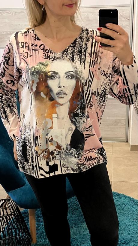 Dámske huňaté vzorované tričko (uni), l / m / s / xl