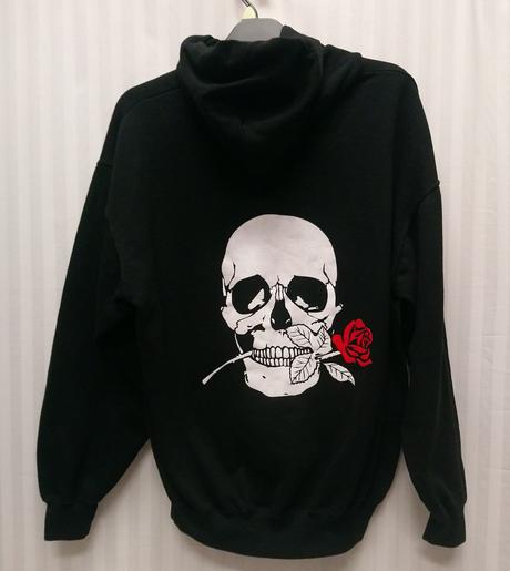 Čierna mikina klokanka s motívom vzadu, fruit of, xl