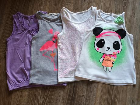 4 letné tielkové tričká, h&m,110