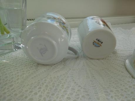 Hrnčeky detské+miska, porcelán, 