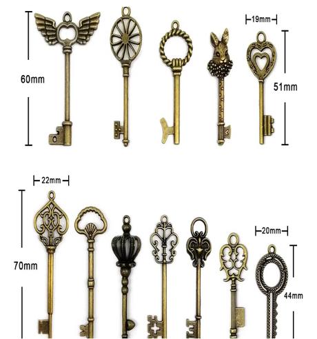 Dekoračné kľúče vintage retro 12ks, 