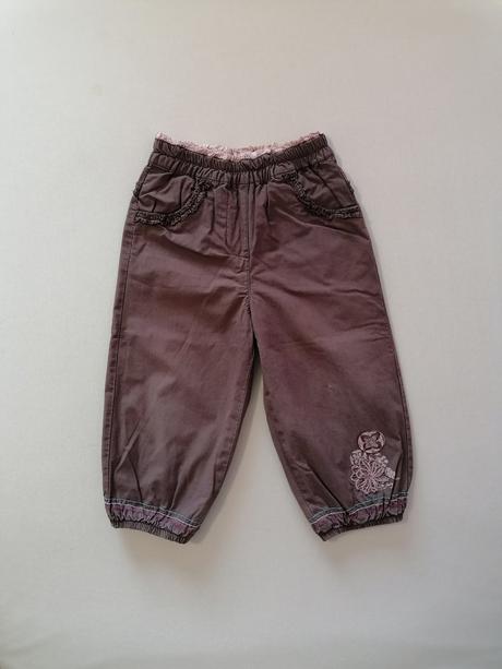 Podšite nohavice hnede s kvetmi, 92