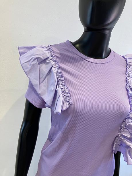 Dámske rebrované tričko s volánmi fialové (uni), l / m / s